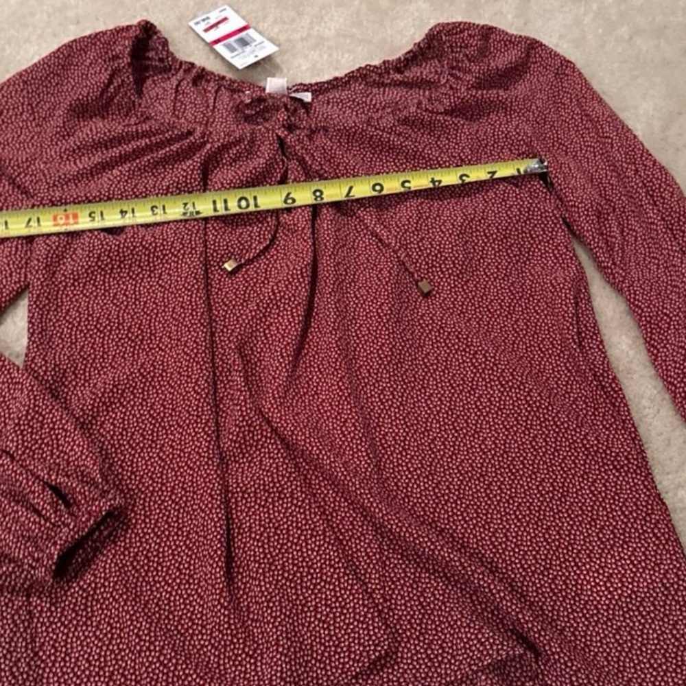 Michael Kors Burgundy Blouse with Dotted Pattern